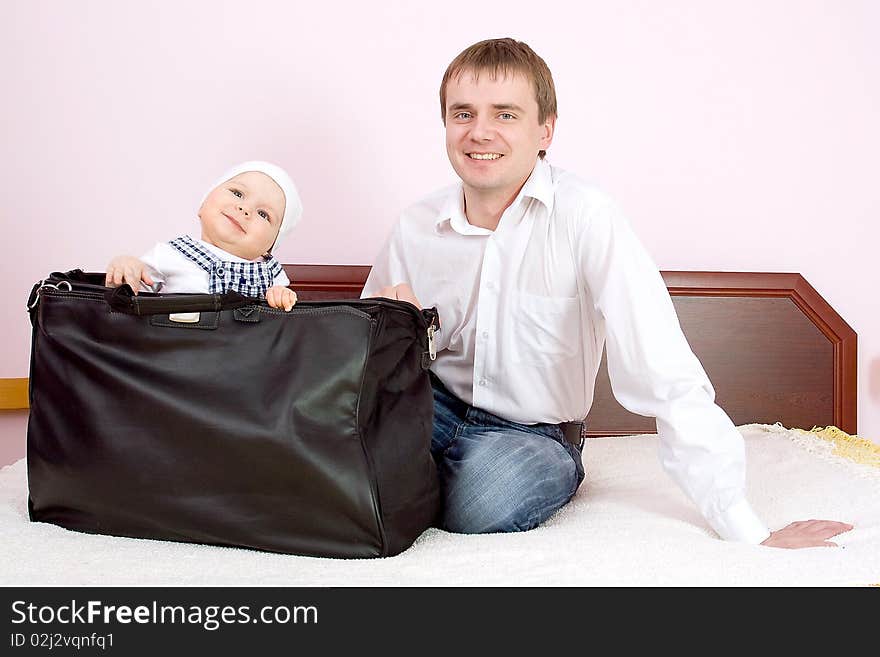 Father plays with baby girl. Father plays with baby girl