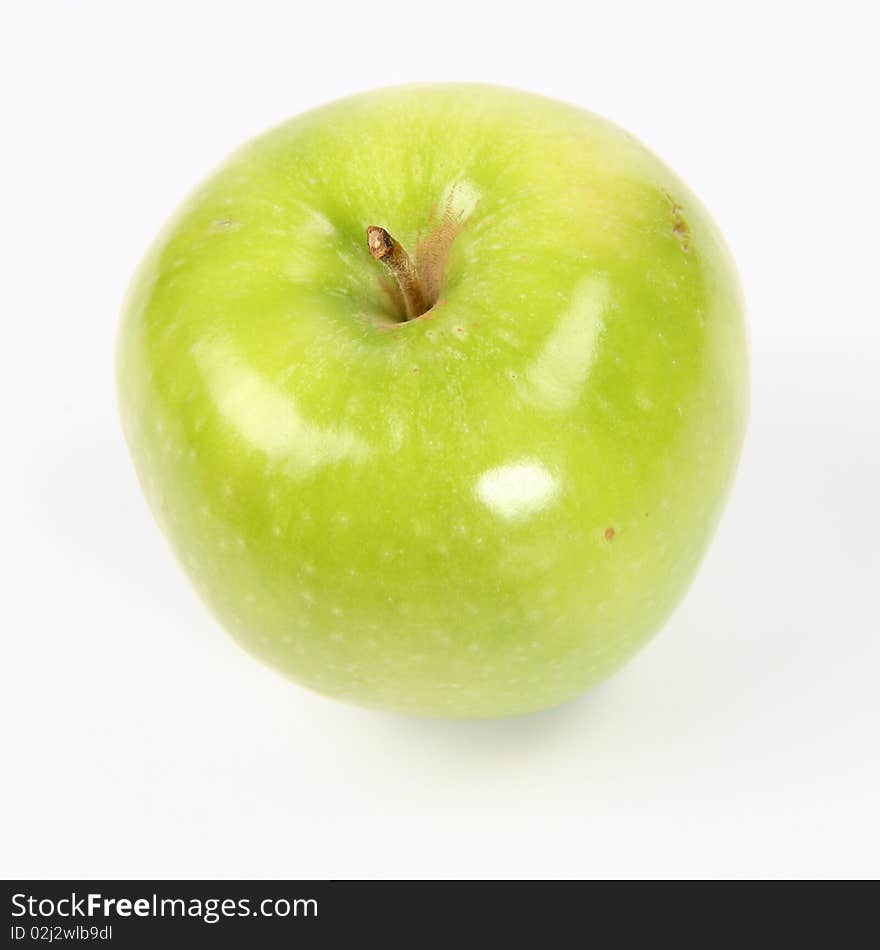 Green apple on white background