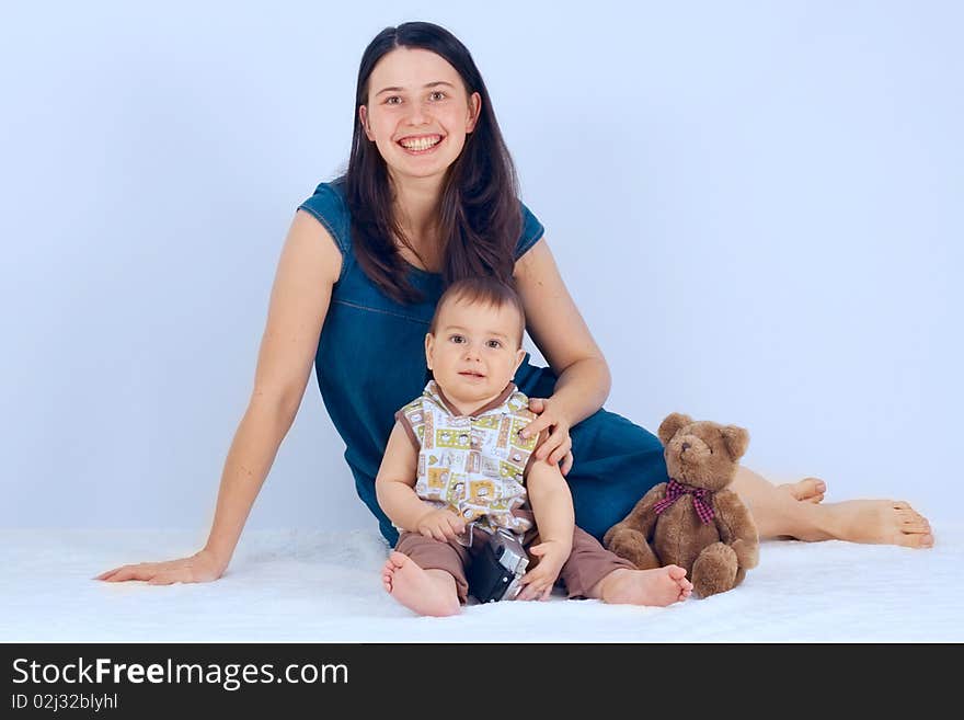 Boy and mother at studio