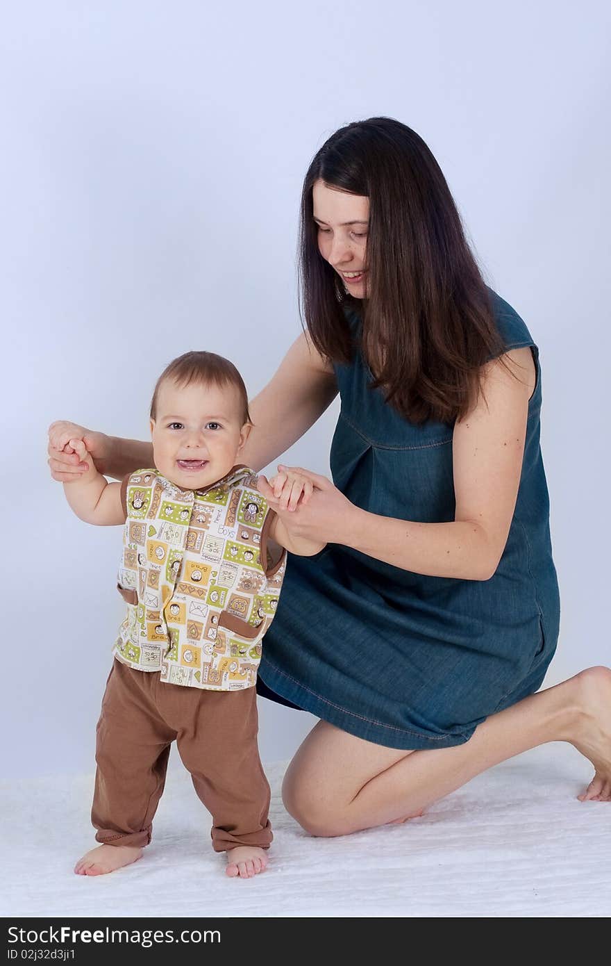 Boy and mother at studio