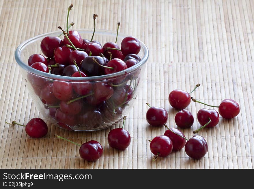 Still life with fresh cherries