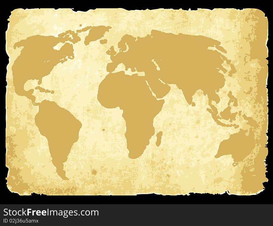 Vector illustration of worldmap on old paper