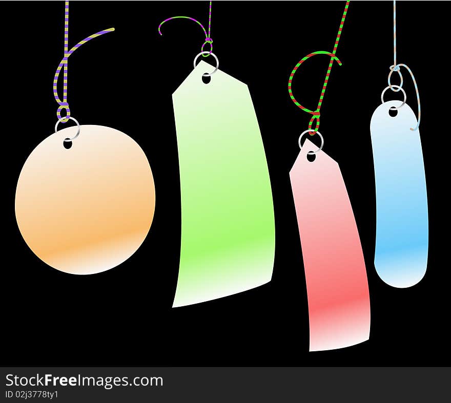 Set of colorfull tags on dark bg