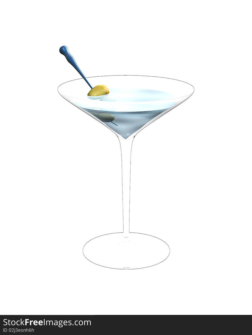 3D illustration of cocktail glass