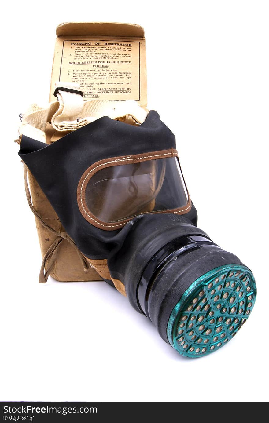 World War two British civilian gas mask that was worn by children with carry box. World War two British civilian gas mask that was worn by children with carry box.