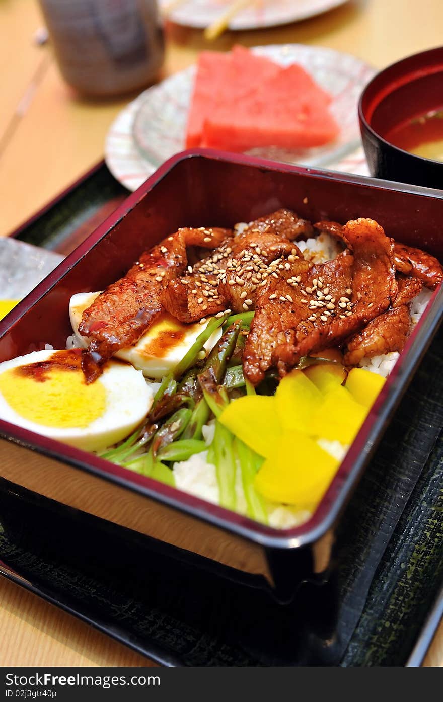 Japanese grilled black pork with rice