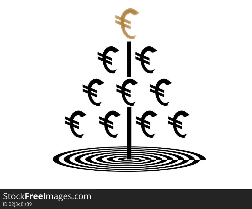 Icon of a euro money tree symbolizing success and wealth