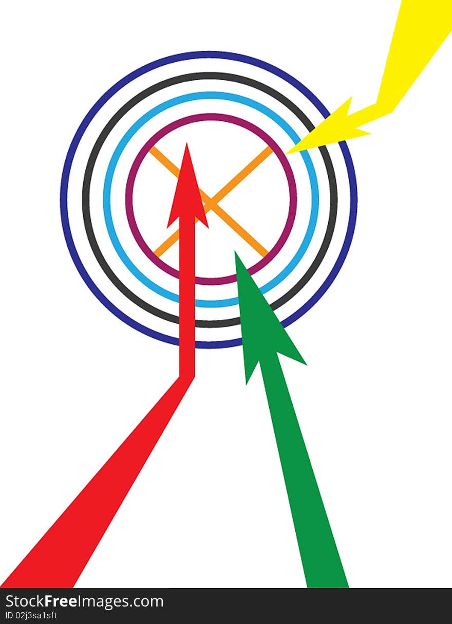 Multicolor arrows symbol of competition