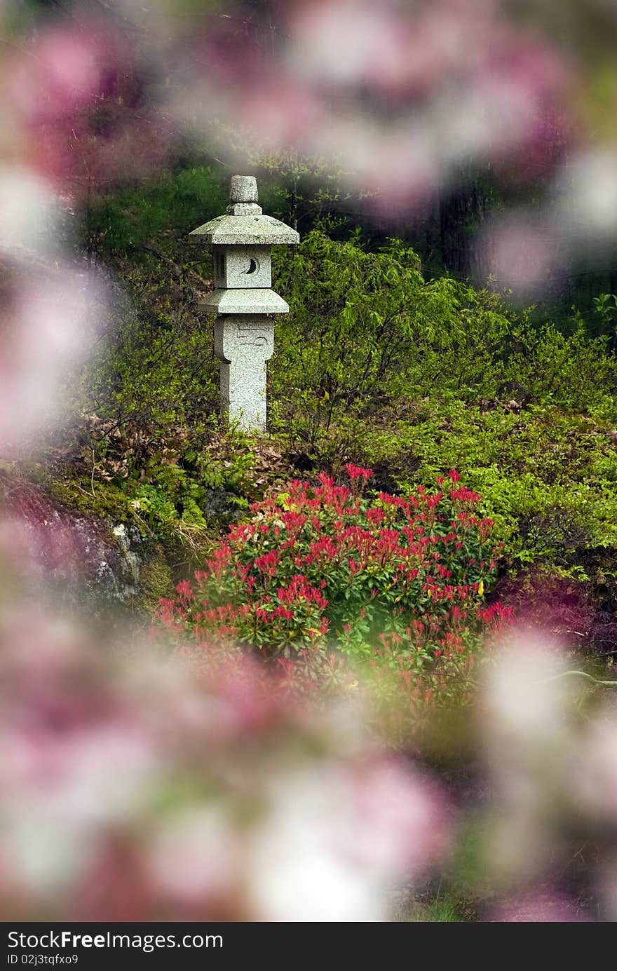 Japanese lantern in woods