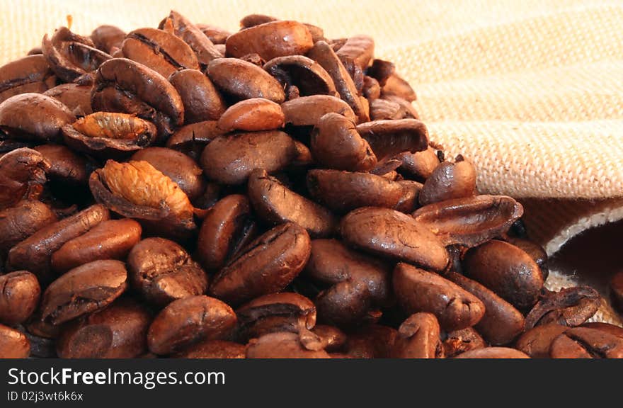 Coffee Beans In Close Up