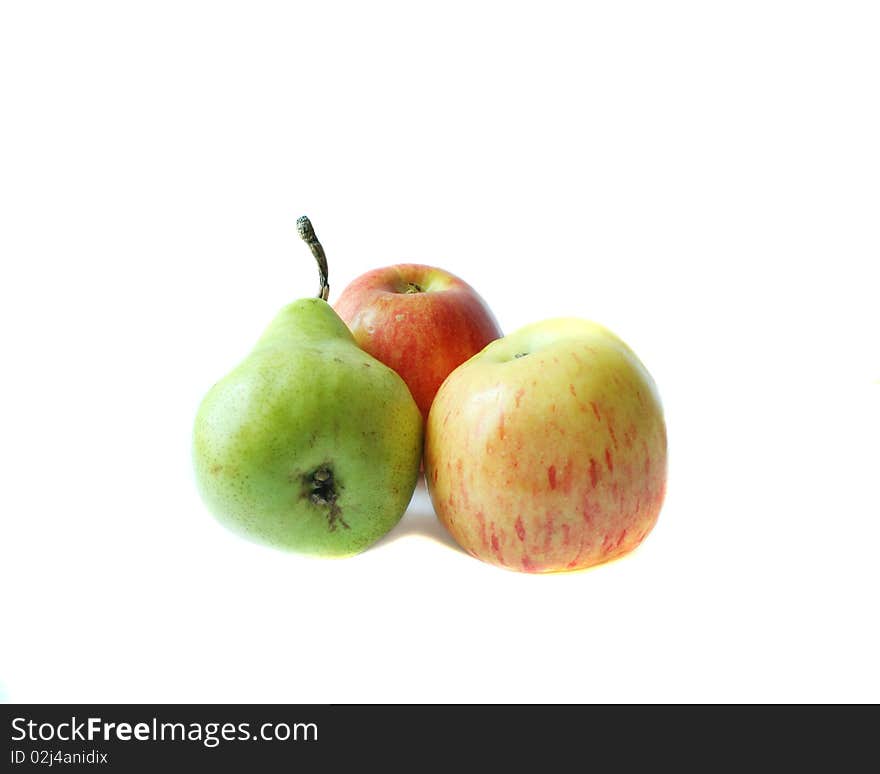 Two apples and green pear