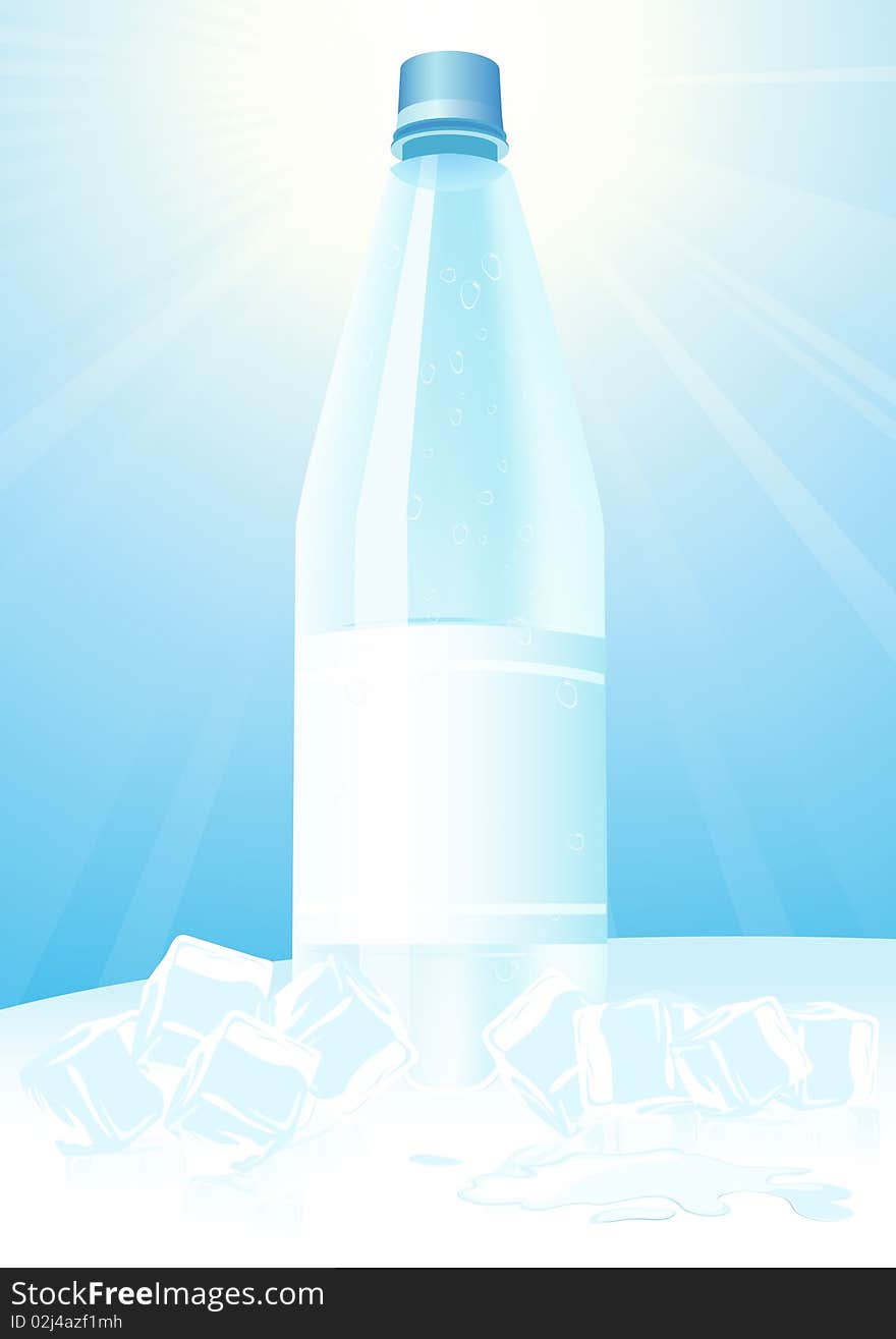 Mineral water and ice,  illustration, AI file included