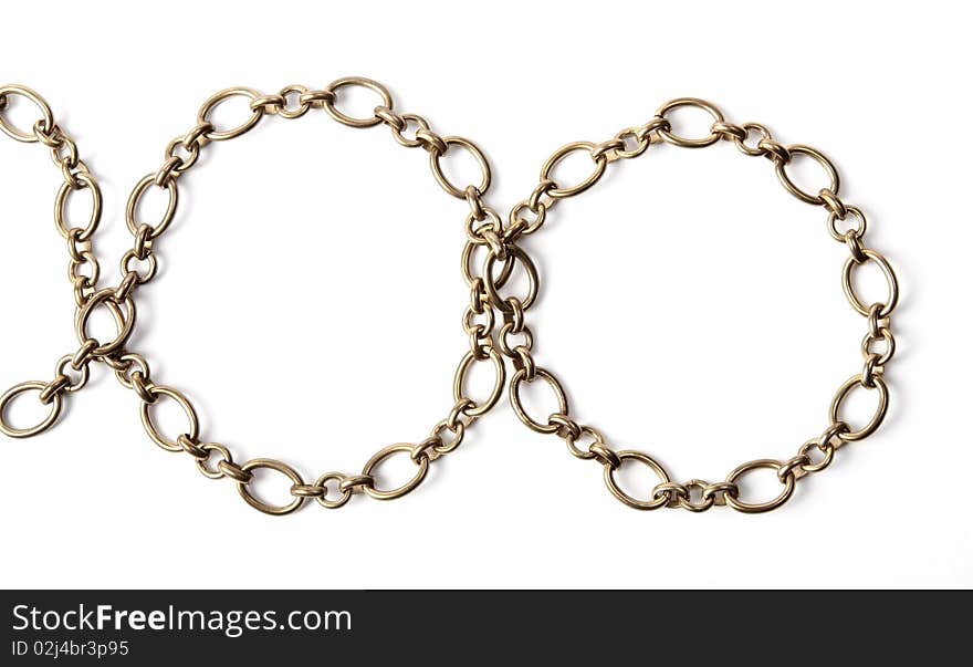 Metal chain on a white surface