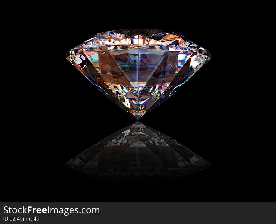 Diamond with reflection over a black background