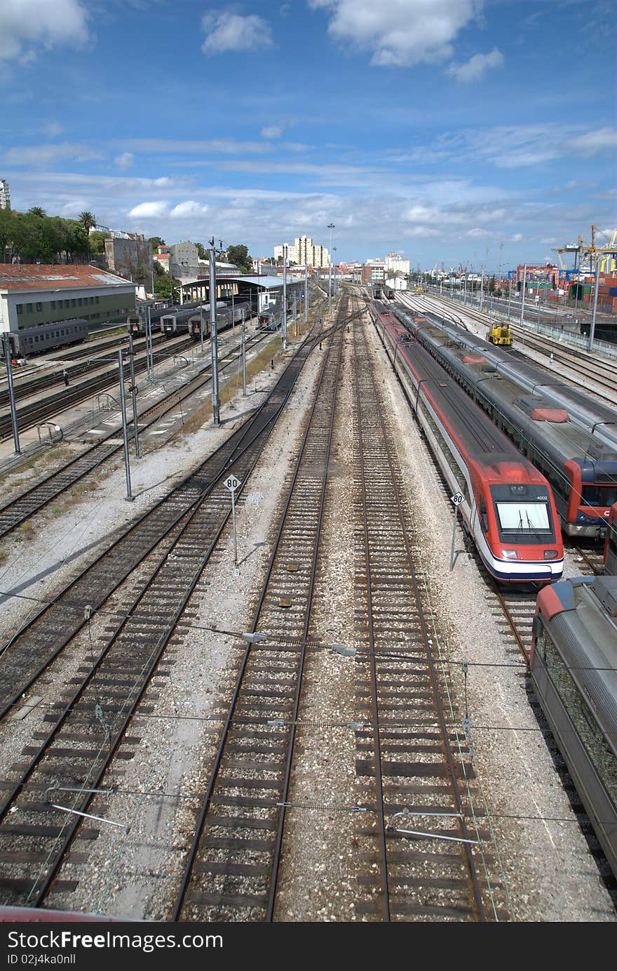 Railway tracks and train yard. Railway tracks and train yard