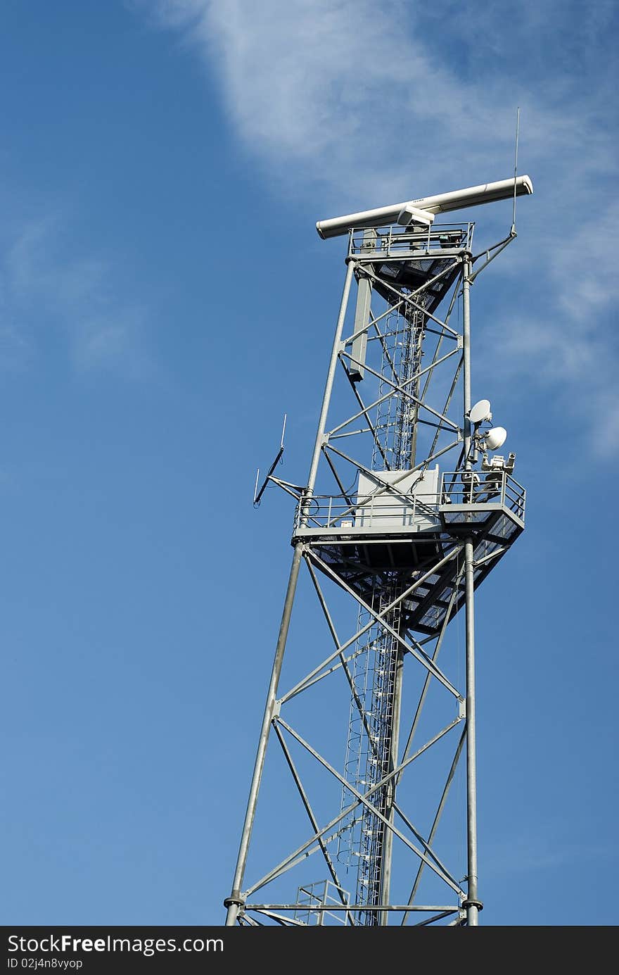 One technical radar, blue sky