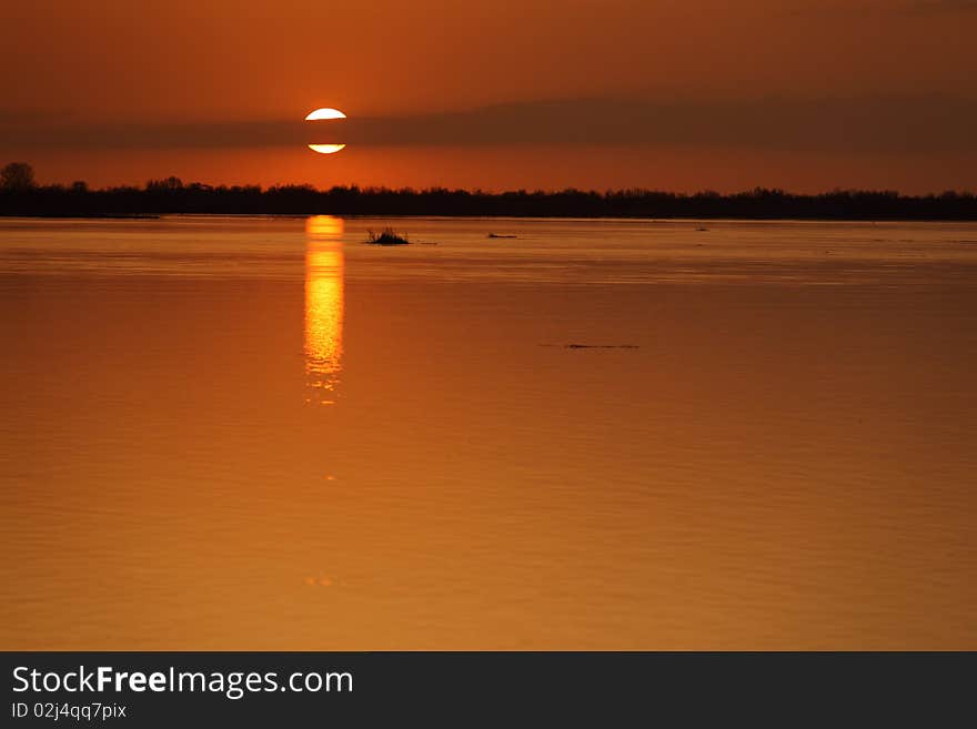 Sunset a on the river