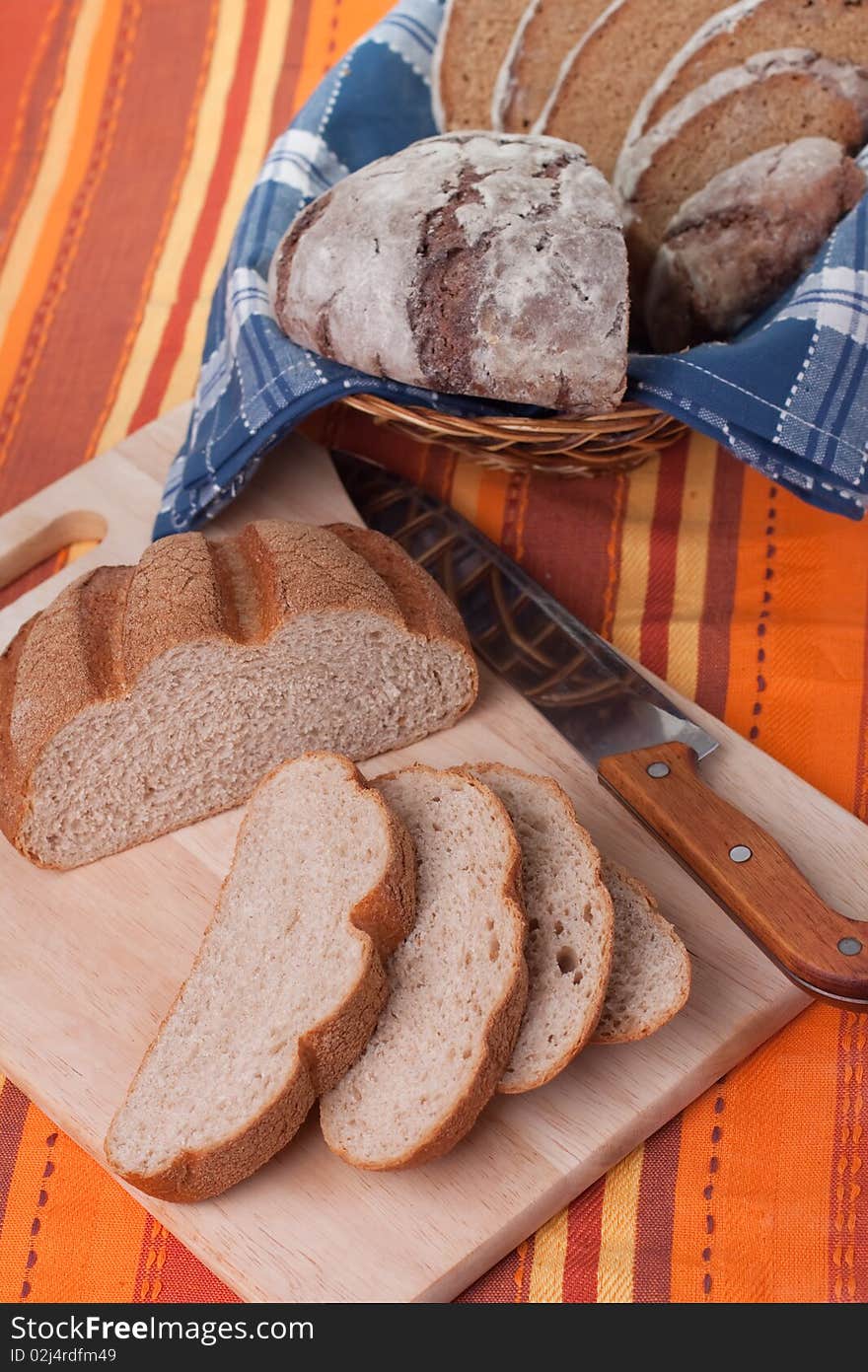 A Sliced homemade brown bread.