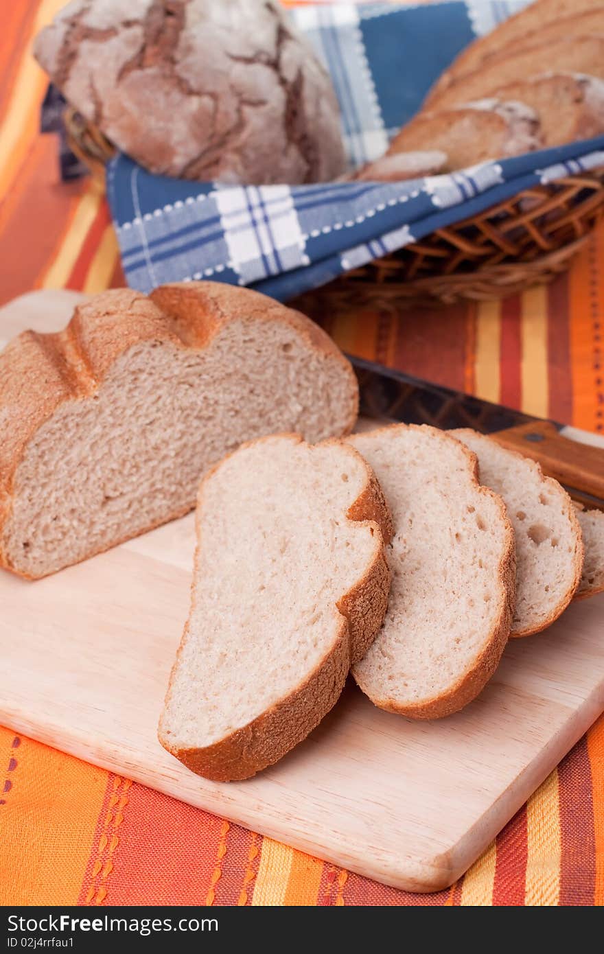 A Sliced homemade brown bread.