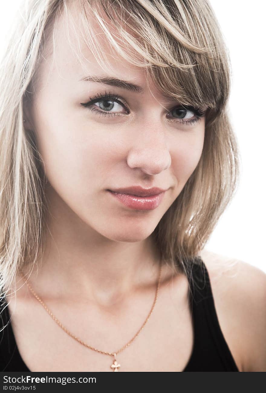 Close-up of young blond woman