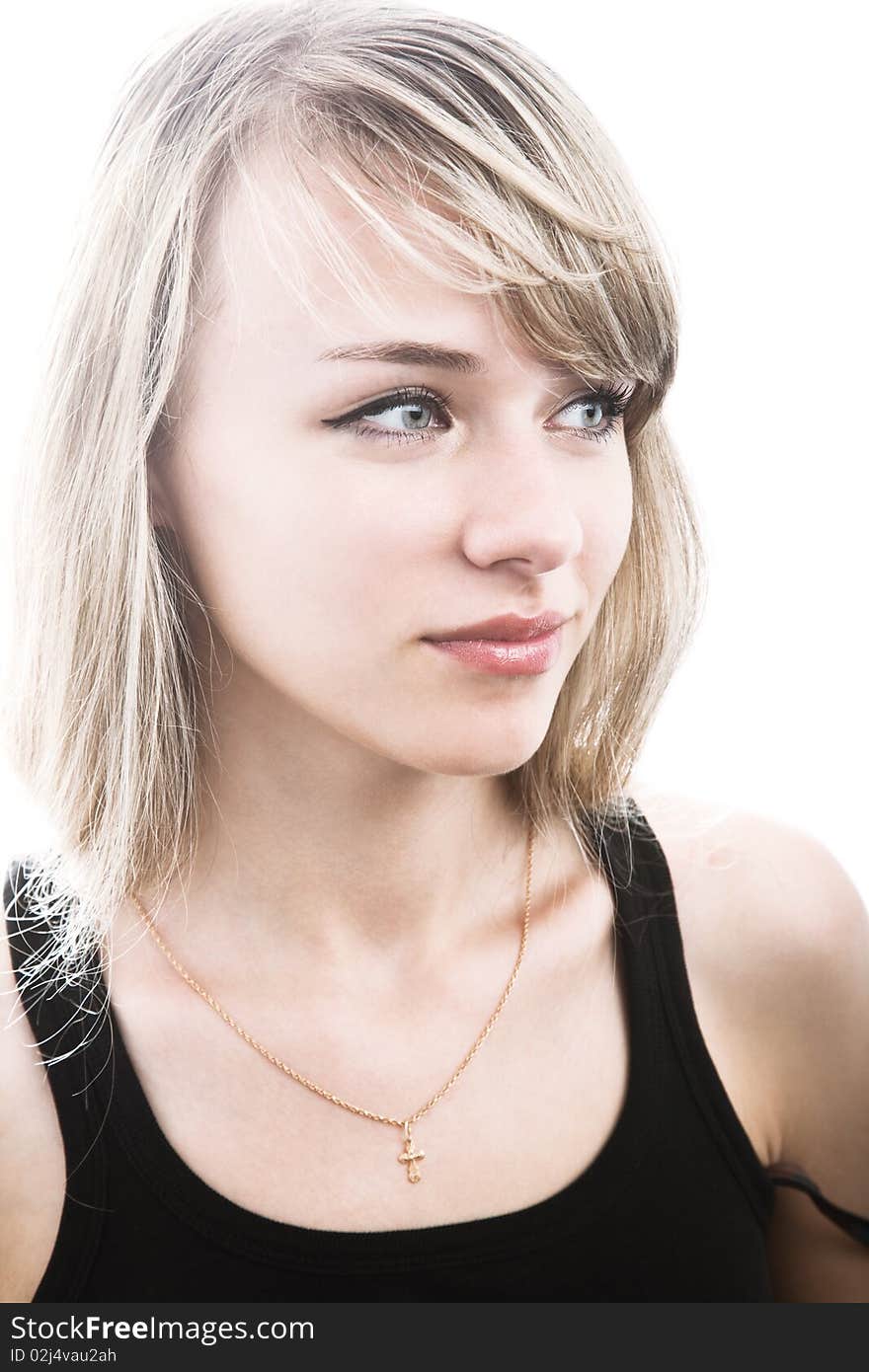 Close-up of young blond woman