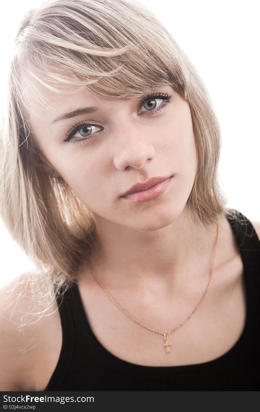 Close-up of young blond woman