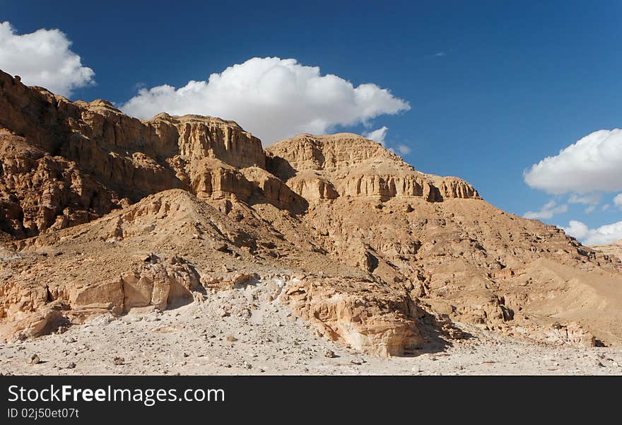 Rocky desert landscape in Timna national park in Israel