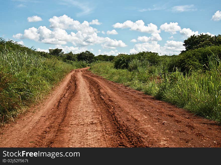 Usual rural road in Cuba.