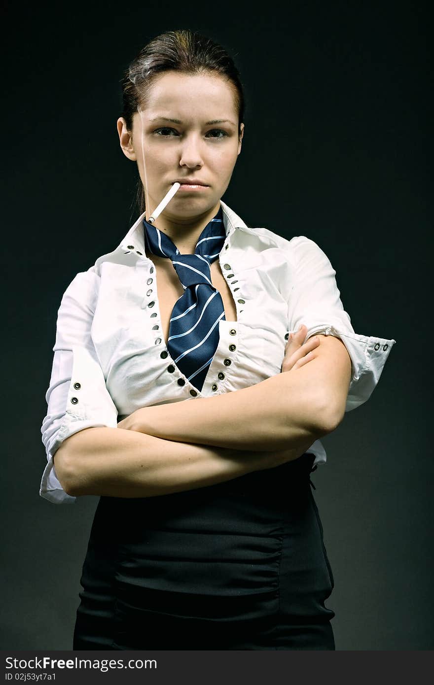 Woman with attitude smoking a cigarette