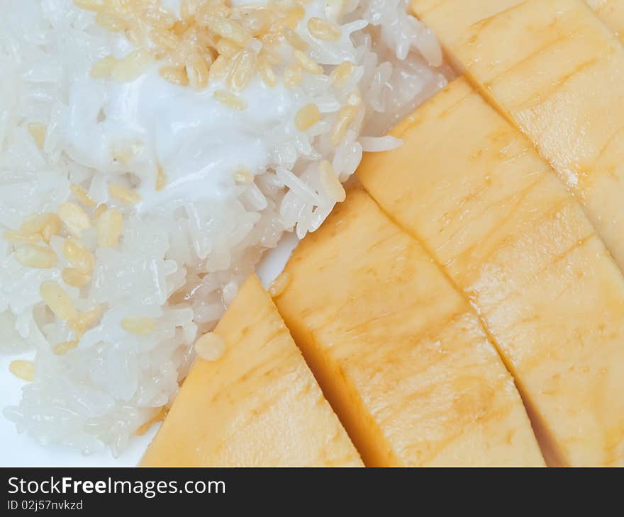 Sticky rice with mango thai dessert. Sticky rice with mango thai dessert