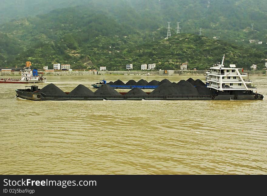 Coal Barges On The Yangtze In China