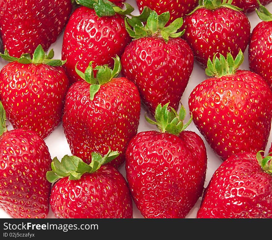 Close-up of delicious ripe strawberries