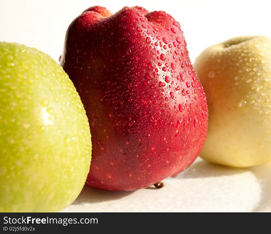 Red, yellow and green apple isolated on white background. Red, yellow and green apple isolated on white background