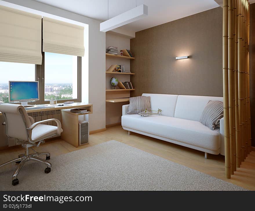 A modern 3d interior room