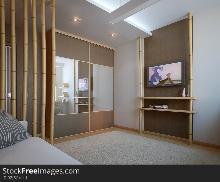 A modern 3d interior room