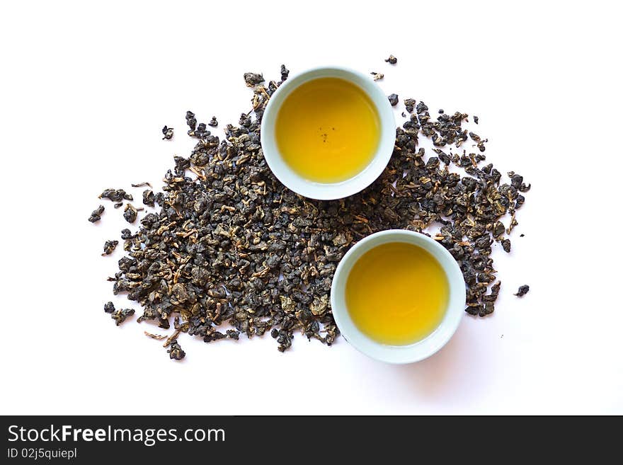 Hot tea in cup for herb, isolate