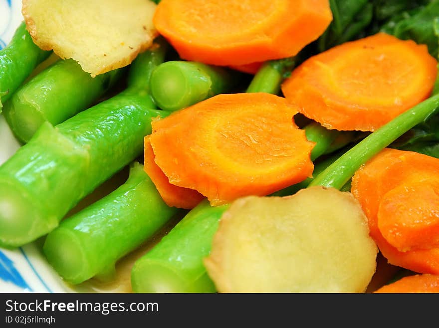 Closeup of Chinese Kai Lan vegetable stem