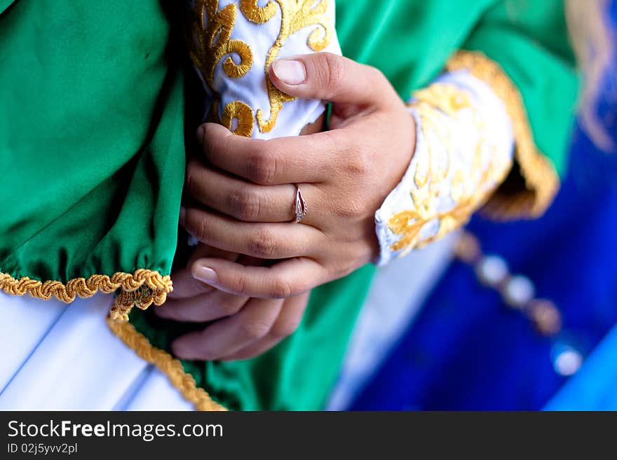 Ring, hands and medieval dress