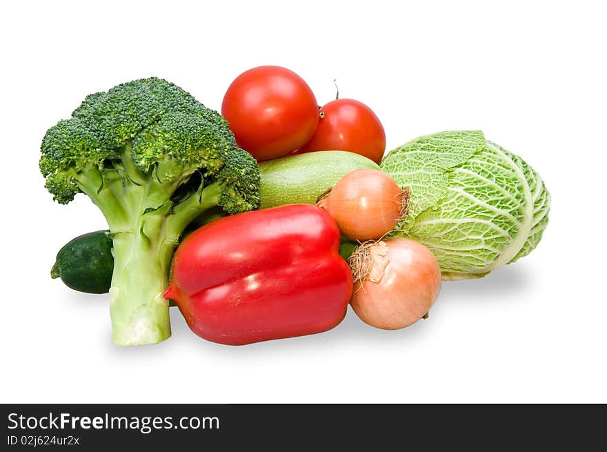 Heap of fresh vegetables it is isolated on a white background