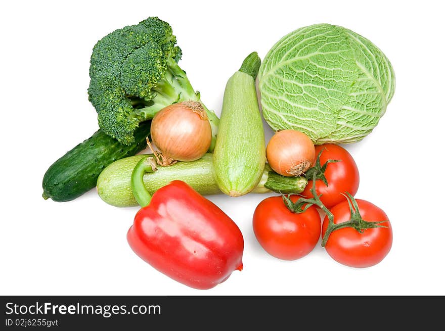 Heap of fresh vegetables it is isolated on a white background