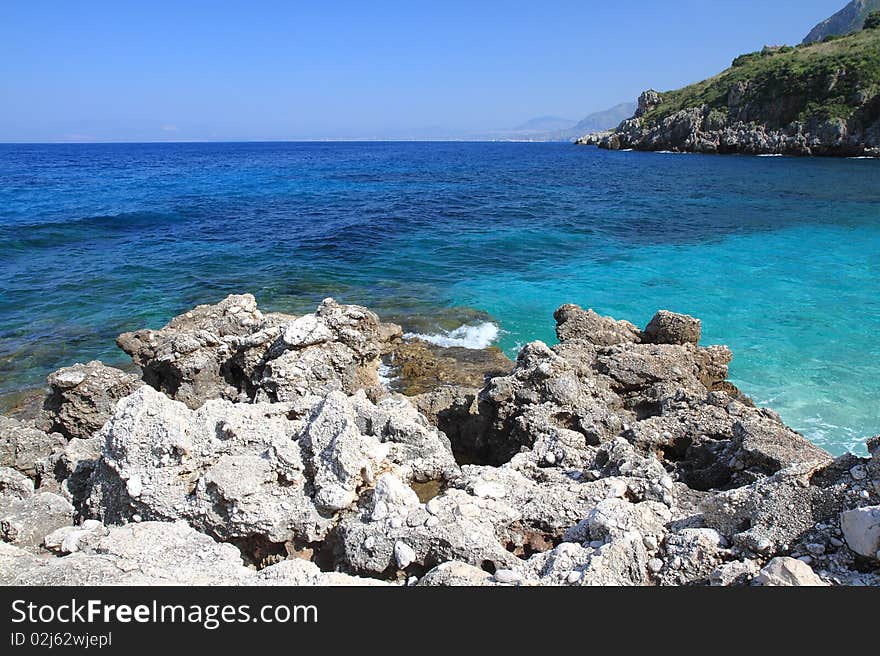 Rock and sea Zingaro Sicily Italy