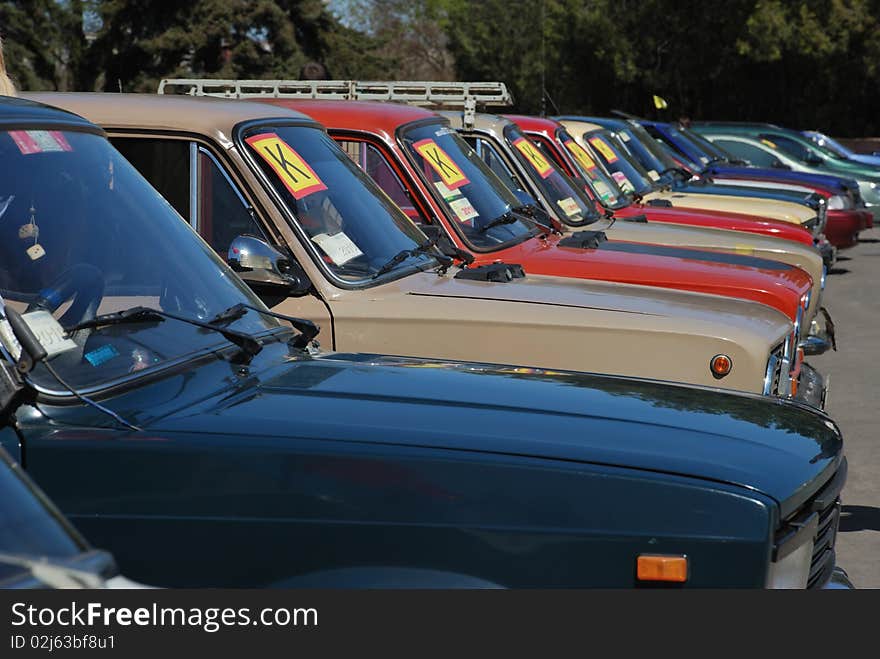 Row of any colored cars. Row of any colored cars