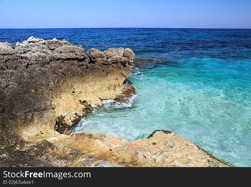 The blue sea and rocky coves of the beautiful nature reserve Zingaro Sicily Italy. The blue sea and rocky coves of the beautiful nature reserve Zingaro Sicily Italy