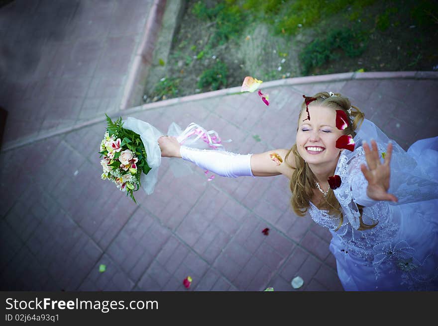 Happy wife with flowers
happiness smile. Happy wife with flowers
happiness smile