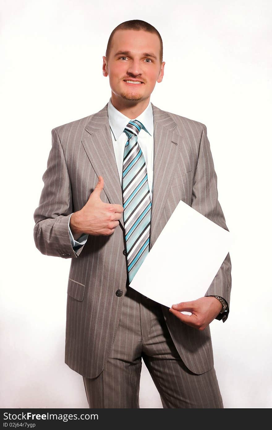 Businessman with a blank paper