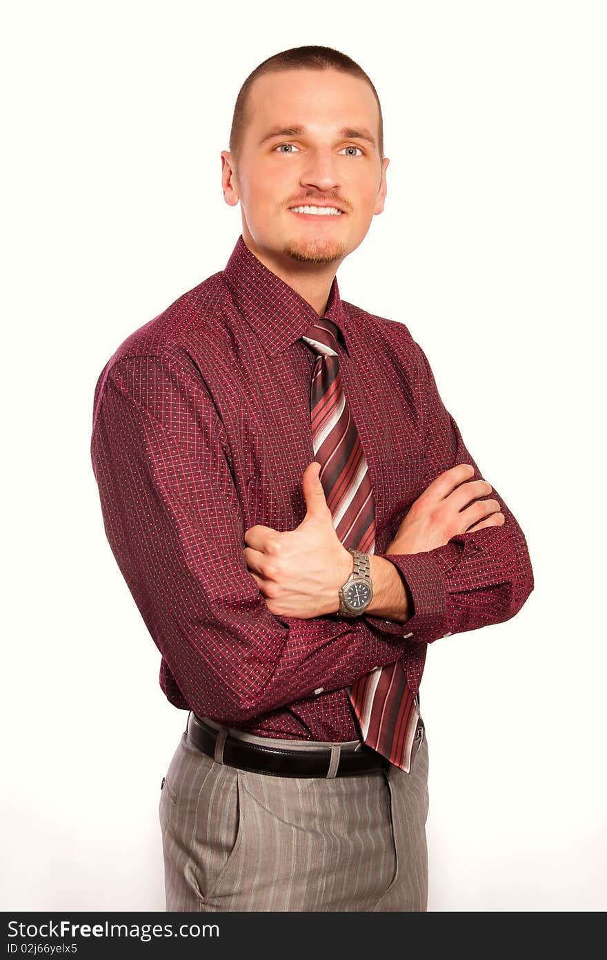 Young businessman at red shirt and tie