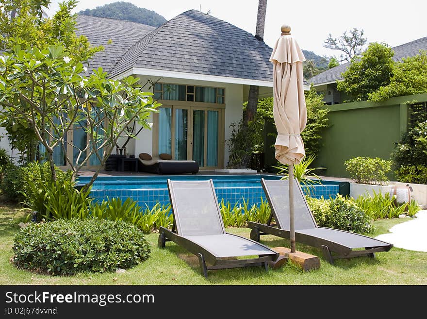 Swimming pool on a sunny day.Thailand . Swimming pool on a sunny day.Thailand .