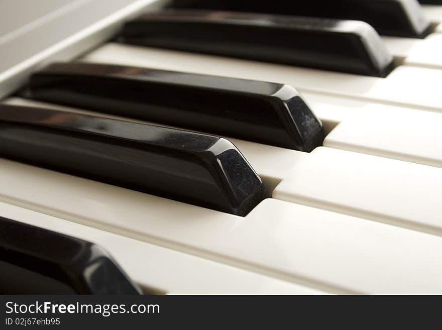 Keyboard Synthesizer close-up. Ebony and Ivory. Keyboard Synthesizer close-up. Ebony and Ivory