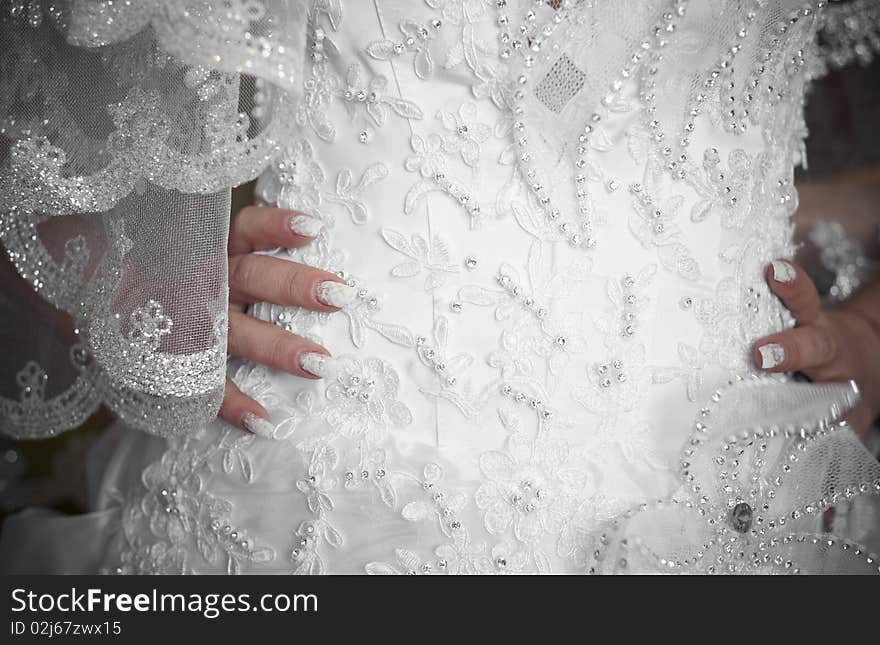 Wife, dress. hand waist black white. Wife, dress. hand waist black white