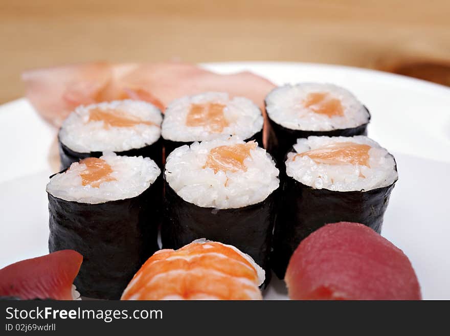 Japan traditional food, diferent sushi. Japan traditional food, diferent sushi